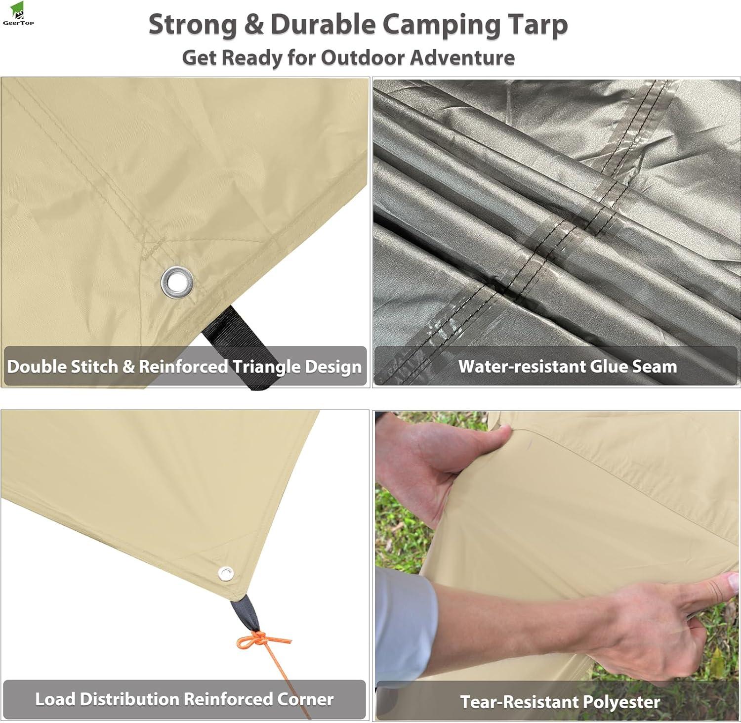 GEERTOP Khaki Swallowtail Forked Tail Tarp Waterproof UV Resistant Durable - GeerTop Outdoor