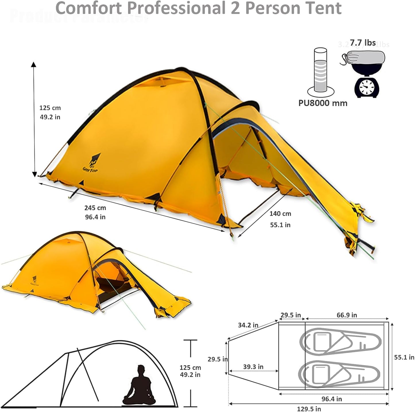 GEERTOP Navigator 2 Person 4 Season Mountaineering Tent