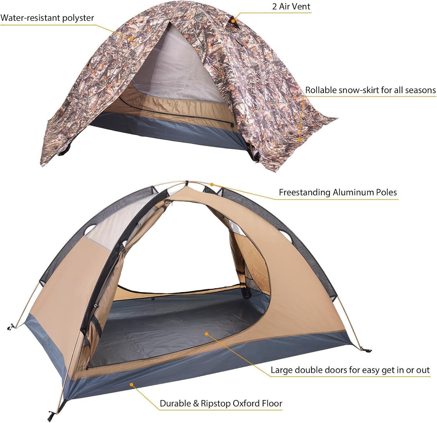 4 season 1 man tent GEERTOP Relistic Camo 4-Season Backpacking Tent