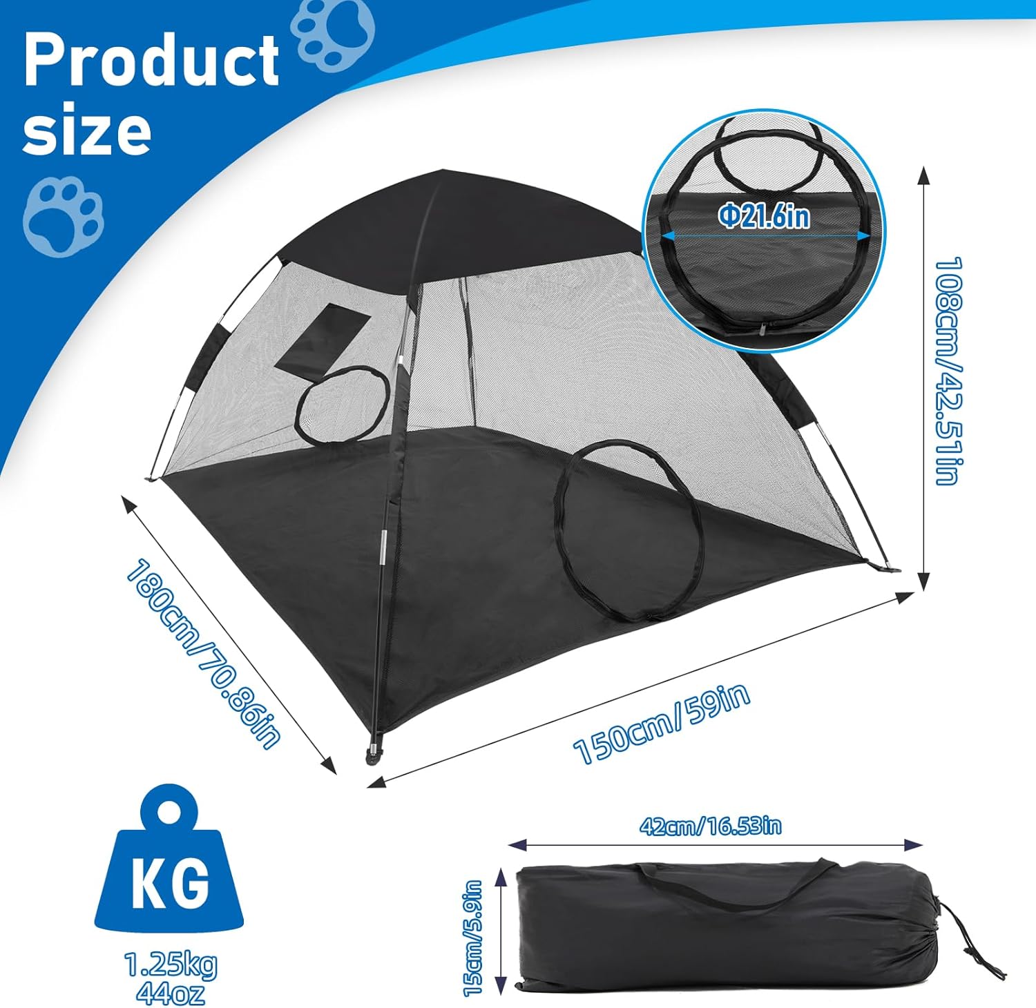 GEERTOP Portable Outdoor Mesh Cat/Dog Tent