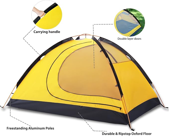 Toproad2 2 Person 4 Season Backpacking Tent - Yellow