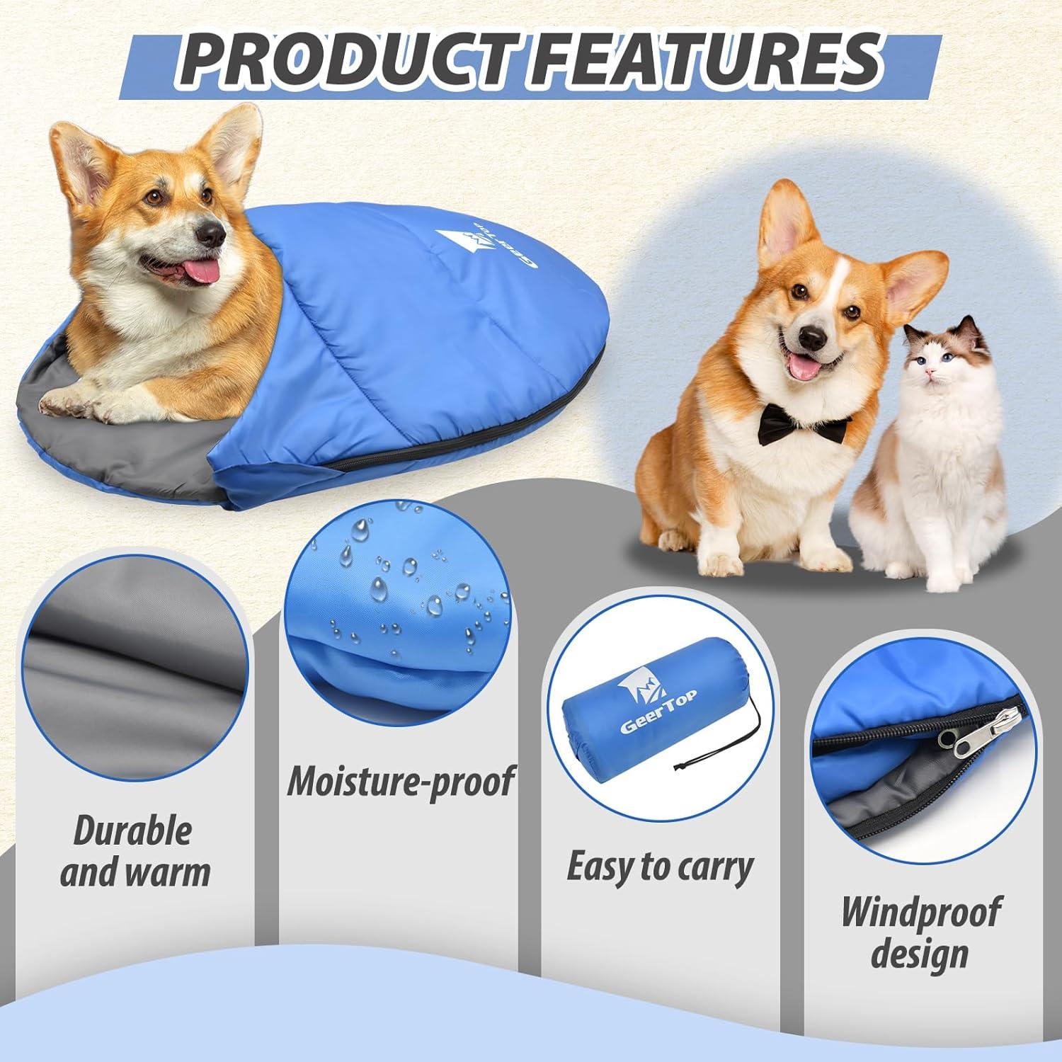 GEERTOP Portable Dog Sleeping Bag Washable Pet Bed - GeerTop Outdoor