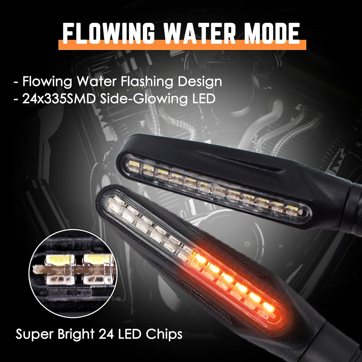 Motorcycle Indicator Lights Flowing LED Turn Signal Lights Blinkers Brake Light Daytime Running Light Rear Front 12V for Motorbike Scooter Quad Cruiser Harley Kawasaki Yamaha Suzuki Off Road