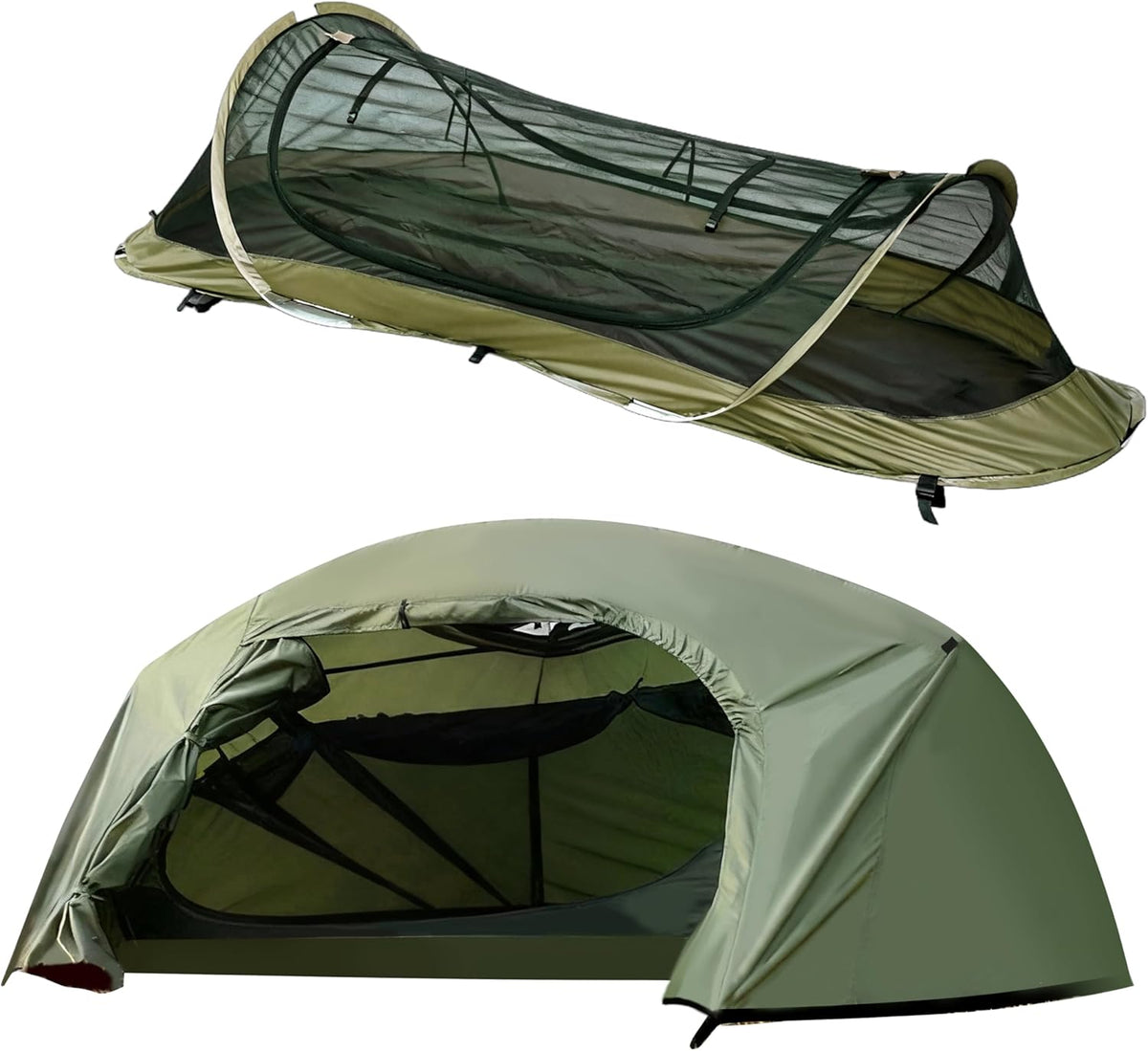 Geertop 1-Person Pop-Up Bivy Tent Waterproof Backpacking Shelter Brown