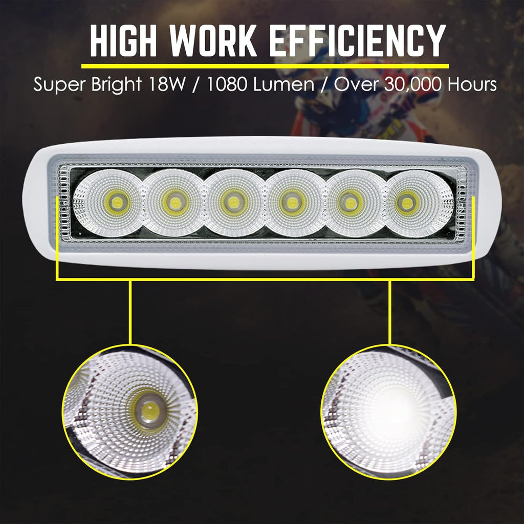 LED Boat Lights Marine Light Bar T-Top Spreader Light Bar White Flood Beams Boat Deck Lights Dock Lights IP67 Waterproof 12V 18W for Pontoon Boat Truck SUV Off-Road Night Fishing Accessories