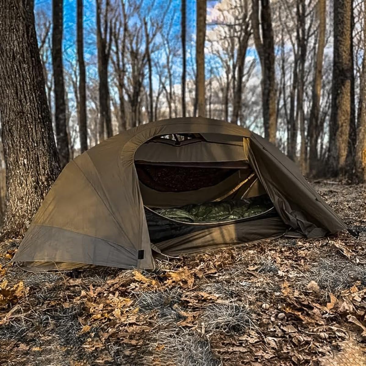 TGpao 1-Person Pop-Up Bivy Tent Waterproof Backpacking Shelter Army Green