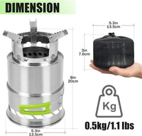 Camping Wood Stove, Portable Camping Stove - Stainless Steel Survival Stove Backpacking Wood Stove, Folding Small Mini Camp Stove for Hiking Traveling Outdoor