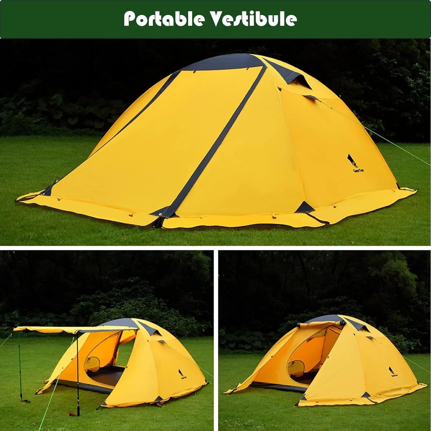 GEERTOP Yellow 4-Person Waterproof Camping Tent – Lightweight
