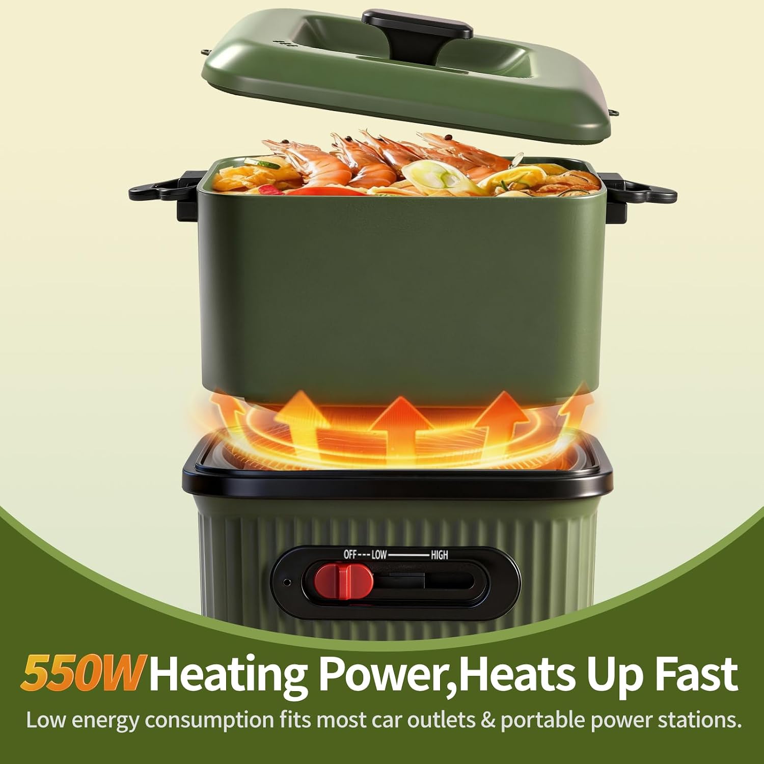 GEERTOP AMOS Portable Electric Hot Pot 1.4 qt with Cookware Set Green