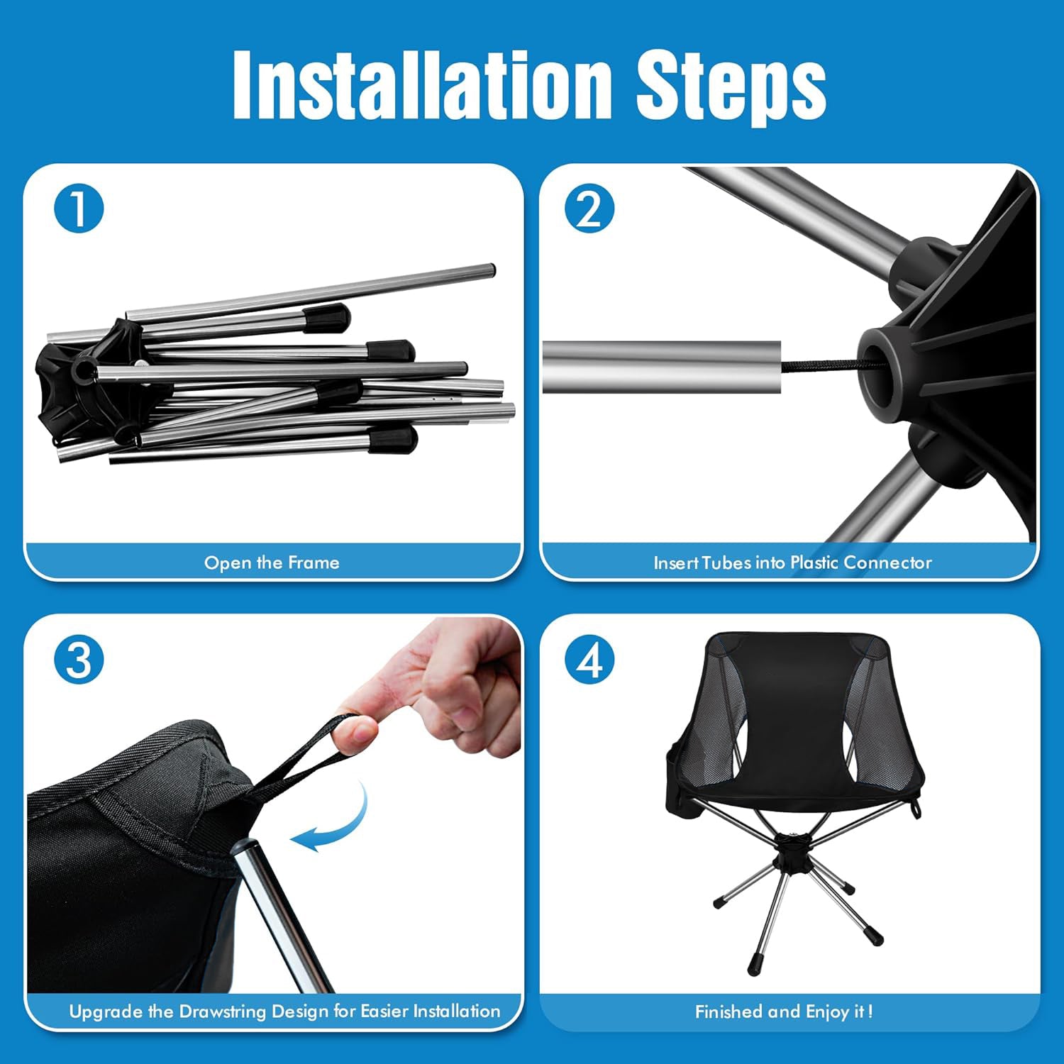 GeerTop Rotating Camp Chair - 300lb Capacity