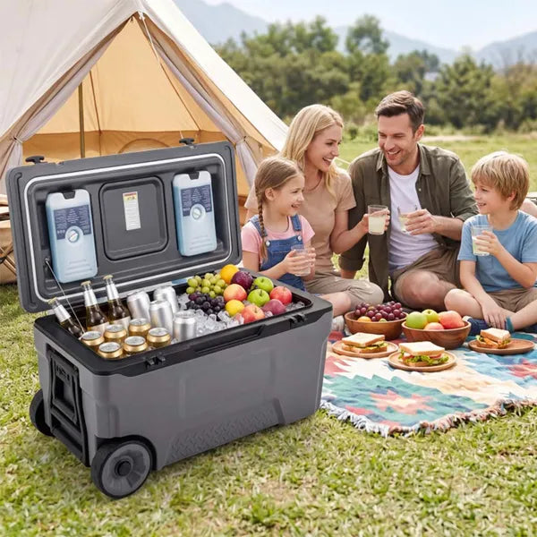 74 Quart Portable Rolling Cooler With Fish Ruler