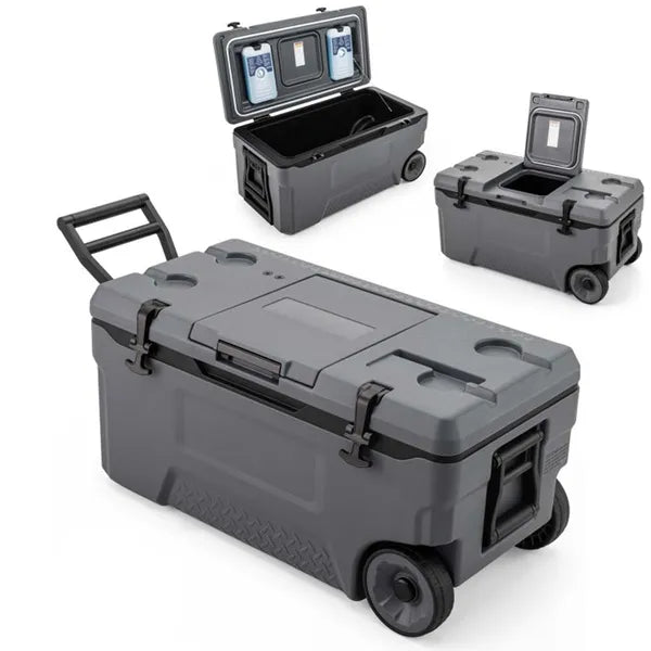 74 Quart Portable Rolling Cooler With Fish Ruler