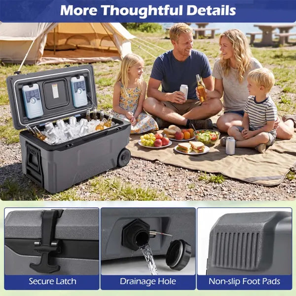 74 Quart Portable Rolling Cooler With Fish Ruler