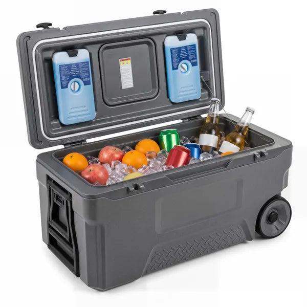 74 Quart Portable Rolling Cooler With Fish Ruler