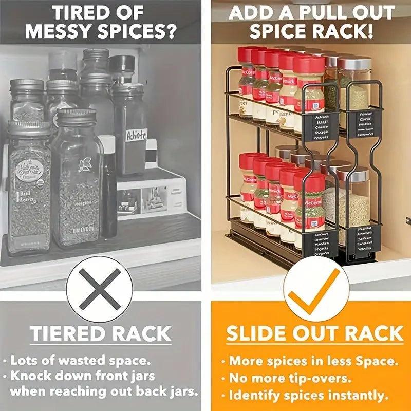 Dual-Glide Spice Rack Organizer - GeerTop Outdoor