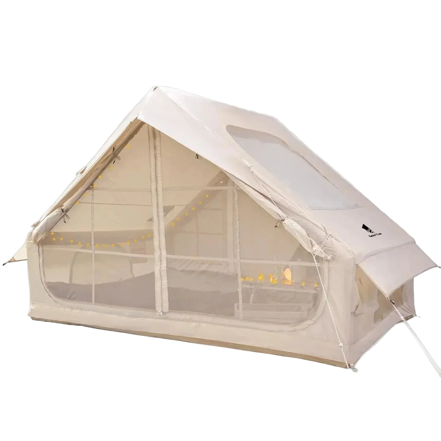 GEERTOP 4-Person Quick Setup Inflatable Camping Tent House, Beige