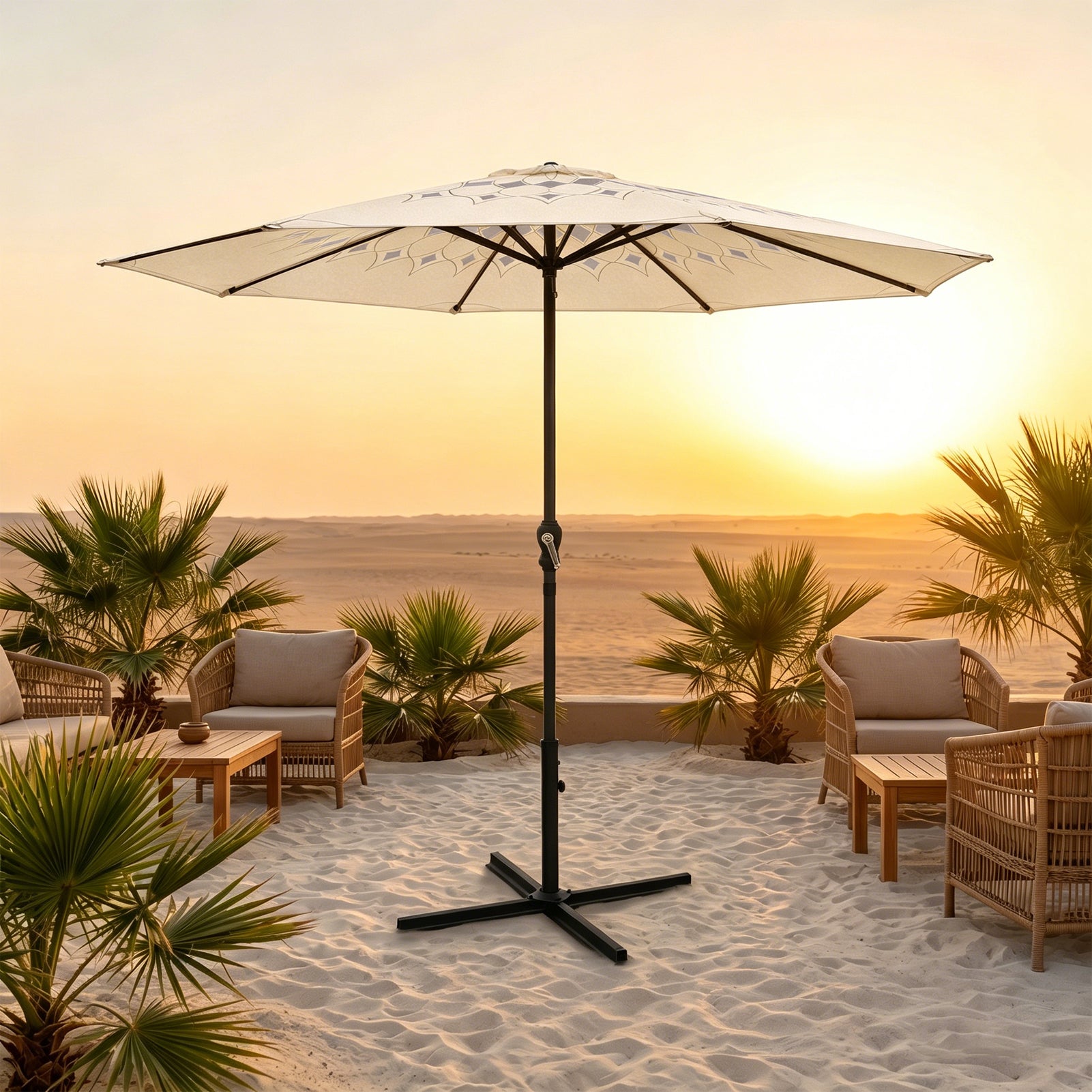 Geertop 9FT Patio Umbrella with Boho Floral Print