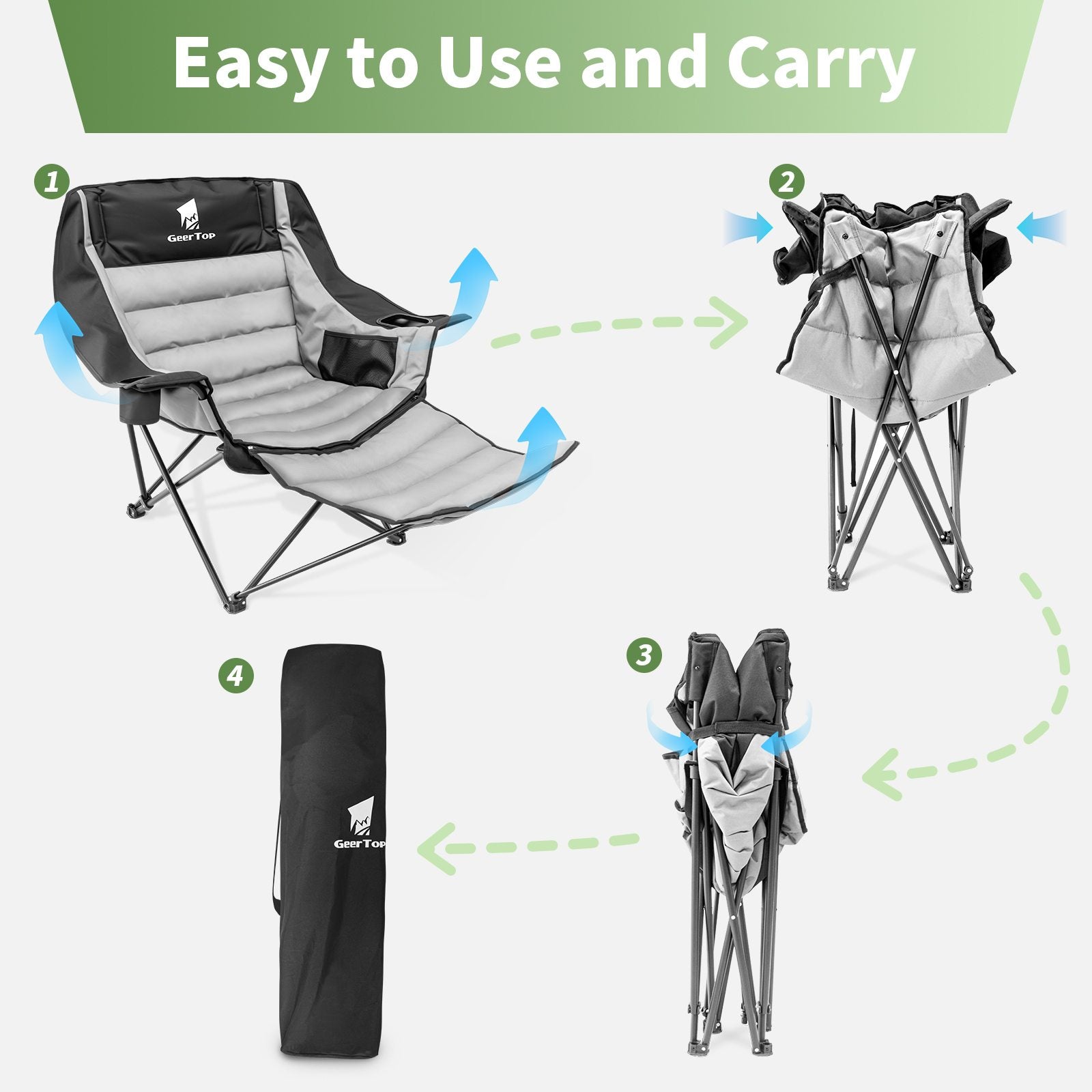 GEERTOP Oversized Camping Chair with Removable Footrest