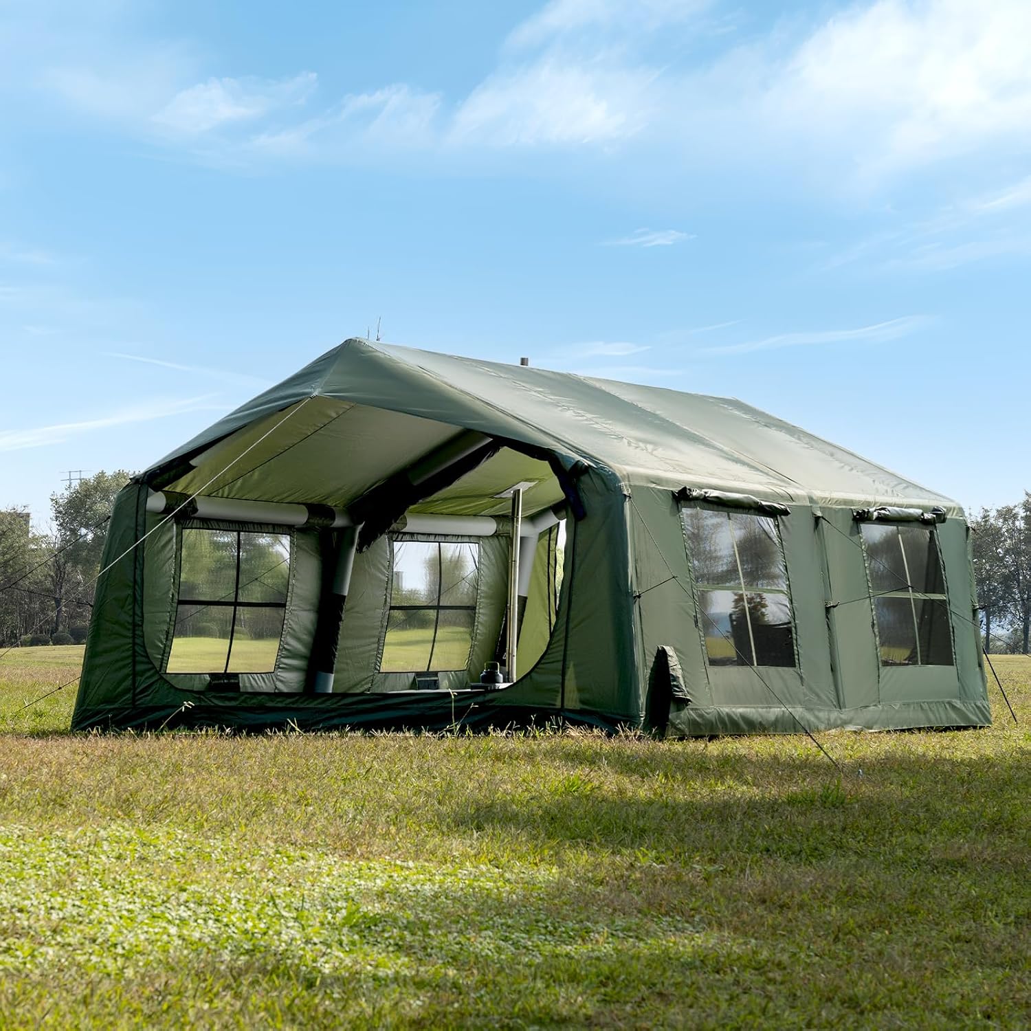 WaldWander 8-12 Person Inflatable Camping Tent with Stove Jack and Rainfly