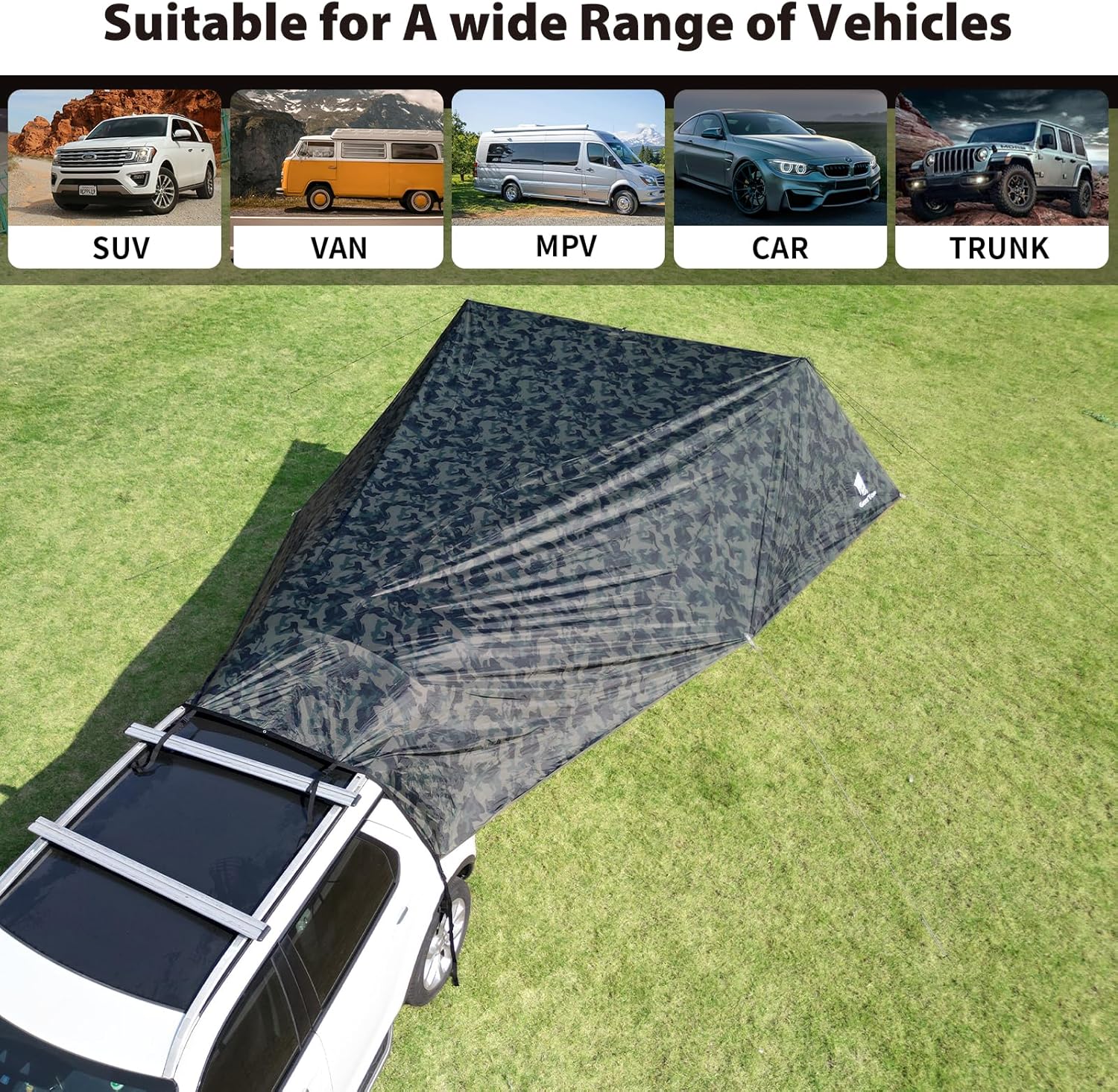Plus Size Shelter Car Awning Camping Tarp - Camouflage