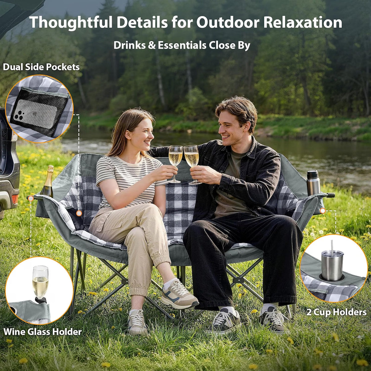 GeerTop Oversized Double Folding Camping Chair
