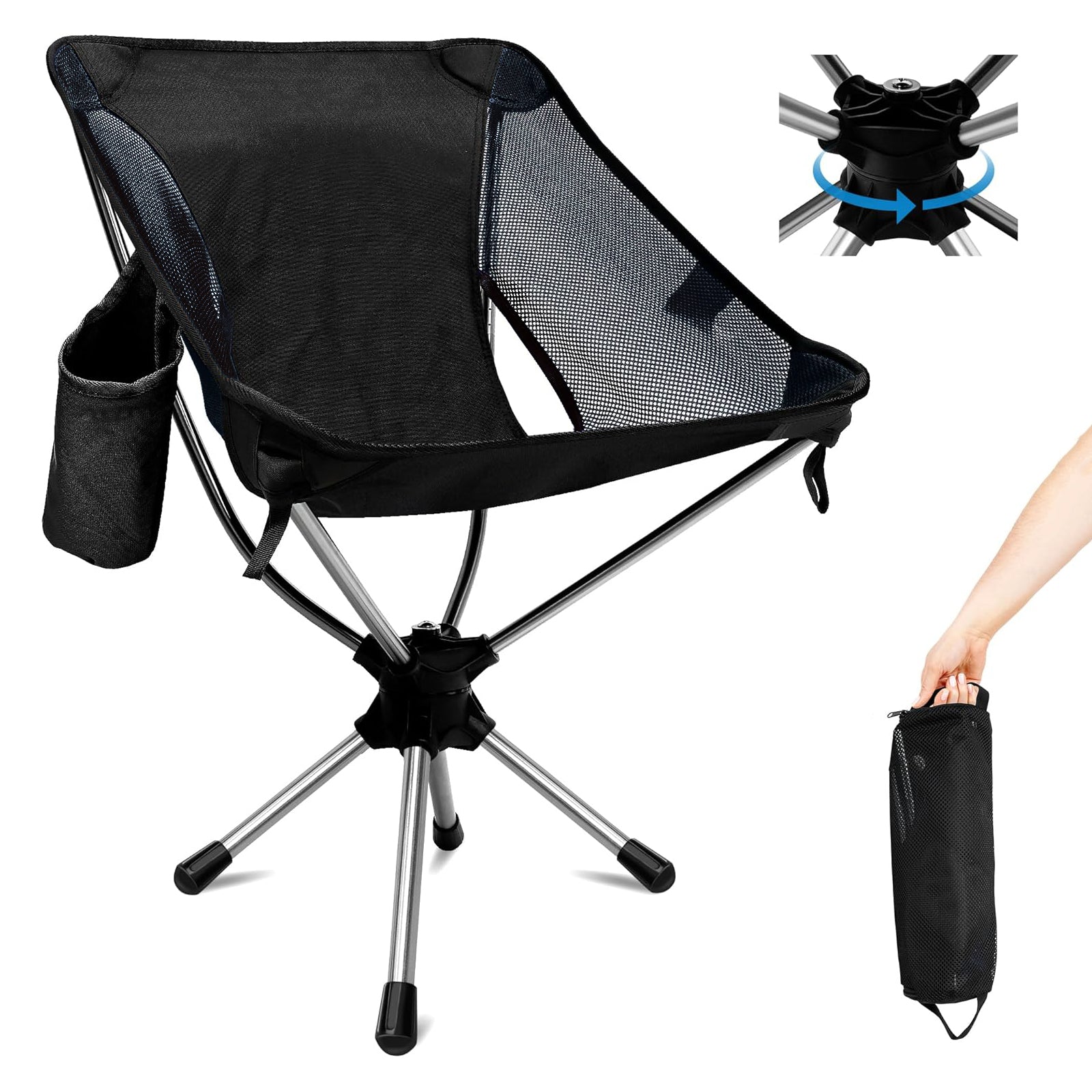 GeerTop Rotating Camp Chair - 300lb Capacity