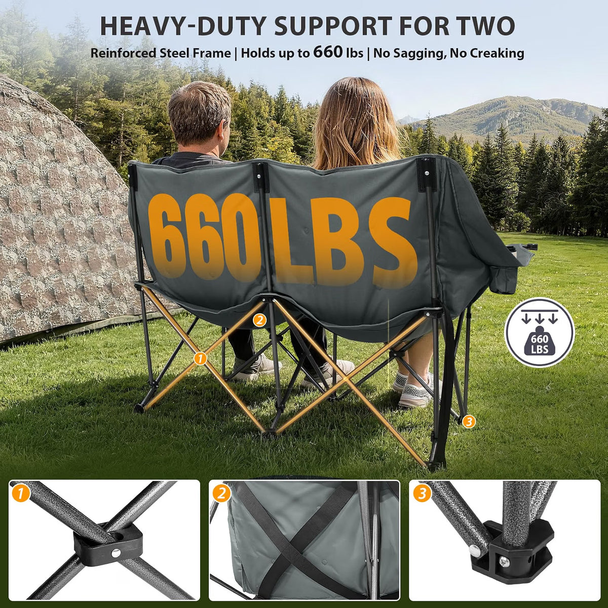 GeerTop Oversized Double Folding Camping Chair