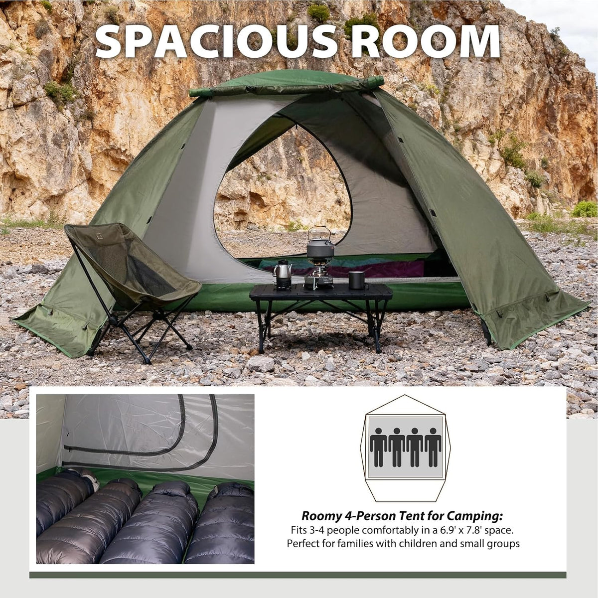 Toproad4 4 Person 4 Season Tent - Green