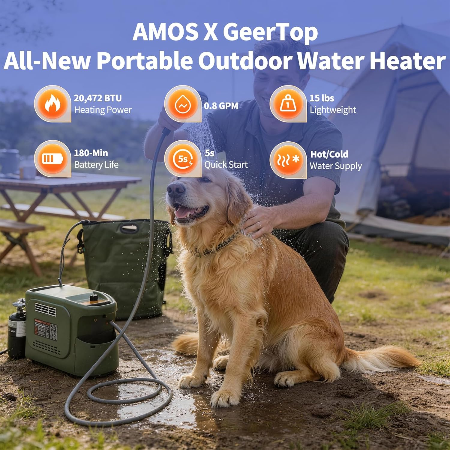 GEERTOP Propane Portable Water Heater for Camping Shower Green