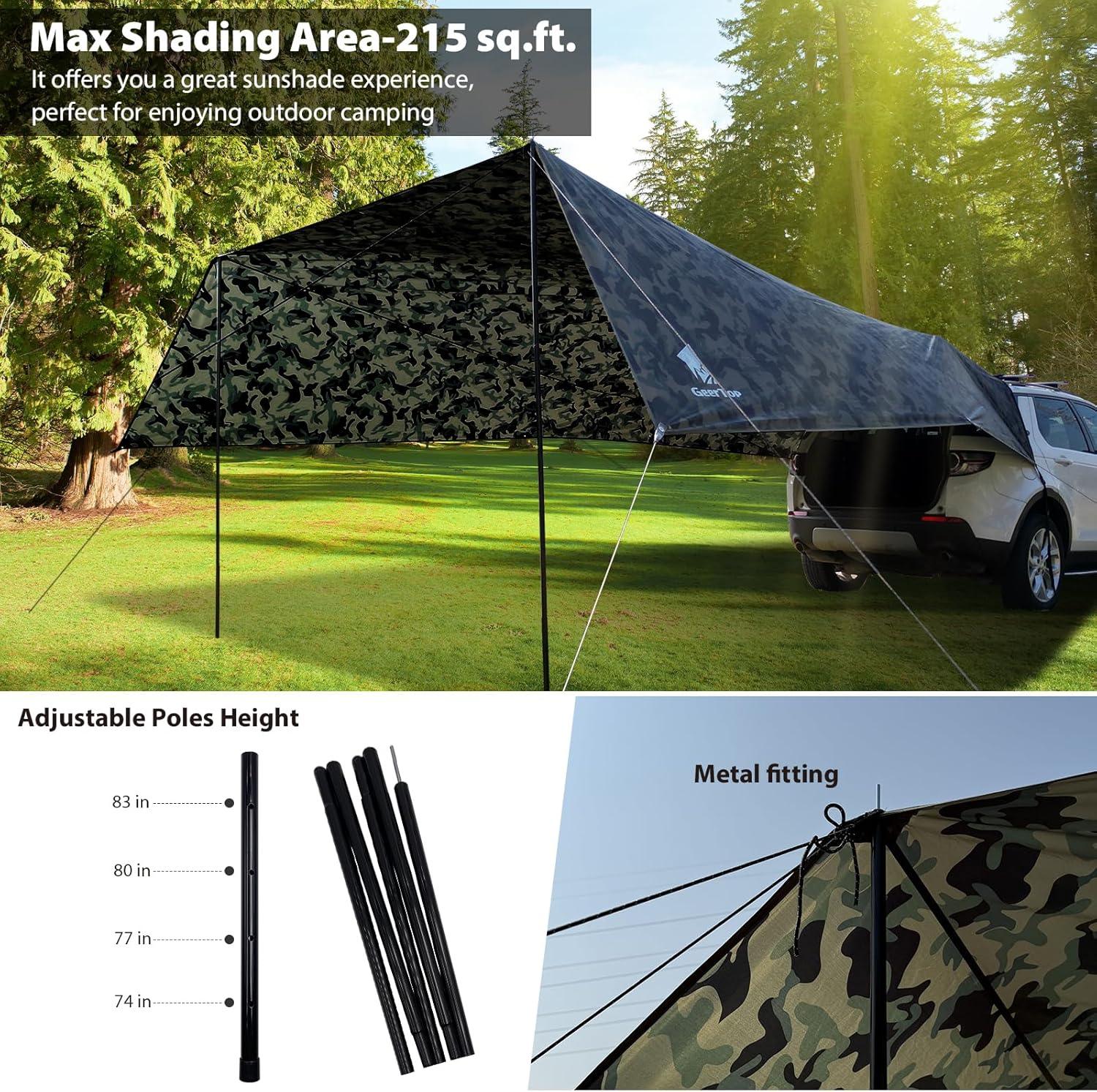 Plus Size Shelter Car Awning Camping Tarp - Camouflage