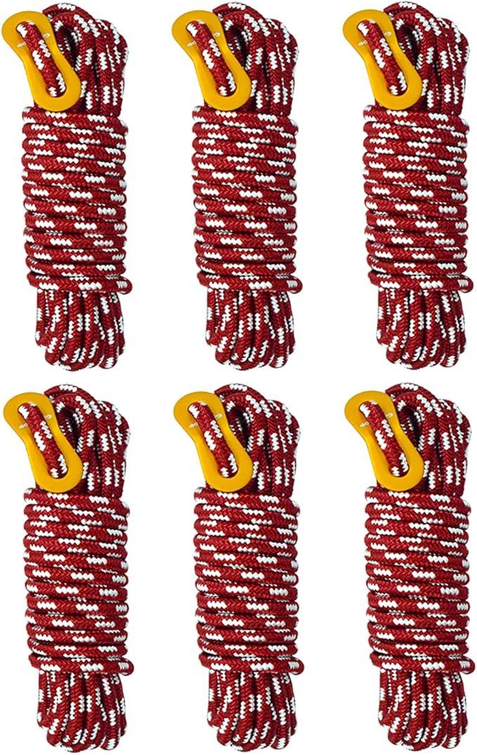 GEERTOP 5mm Ultralight Reflective Guyline Rope 6 Pack - GeerTop Outdoor
