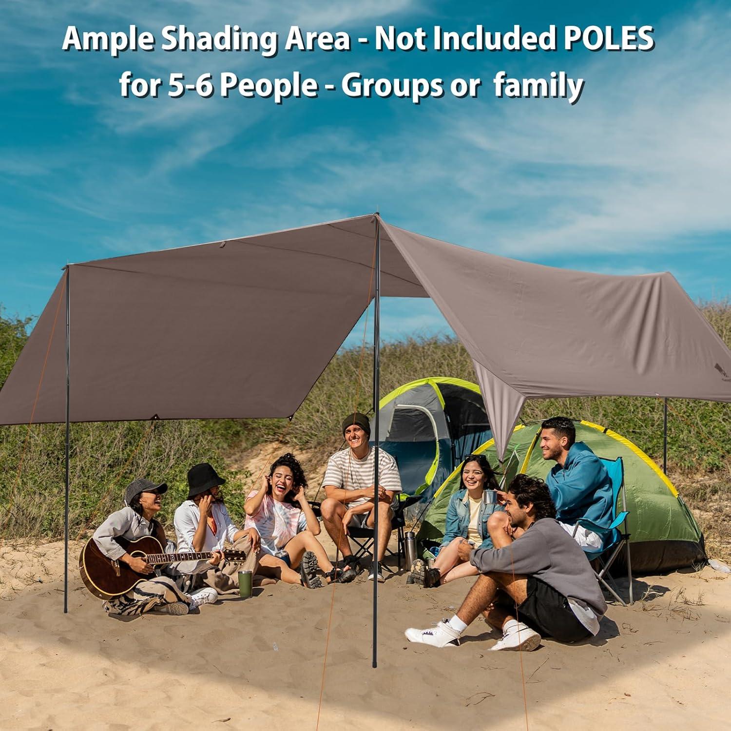 GEERTOP Brown Swallowtail Forked Tail Tarp Waterproof UV Resistant Durable - GeerTop Outdoor