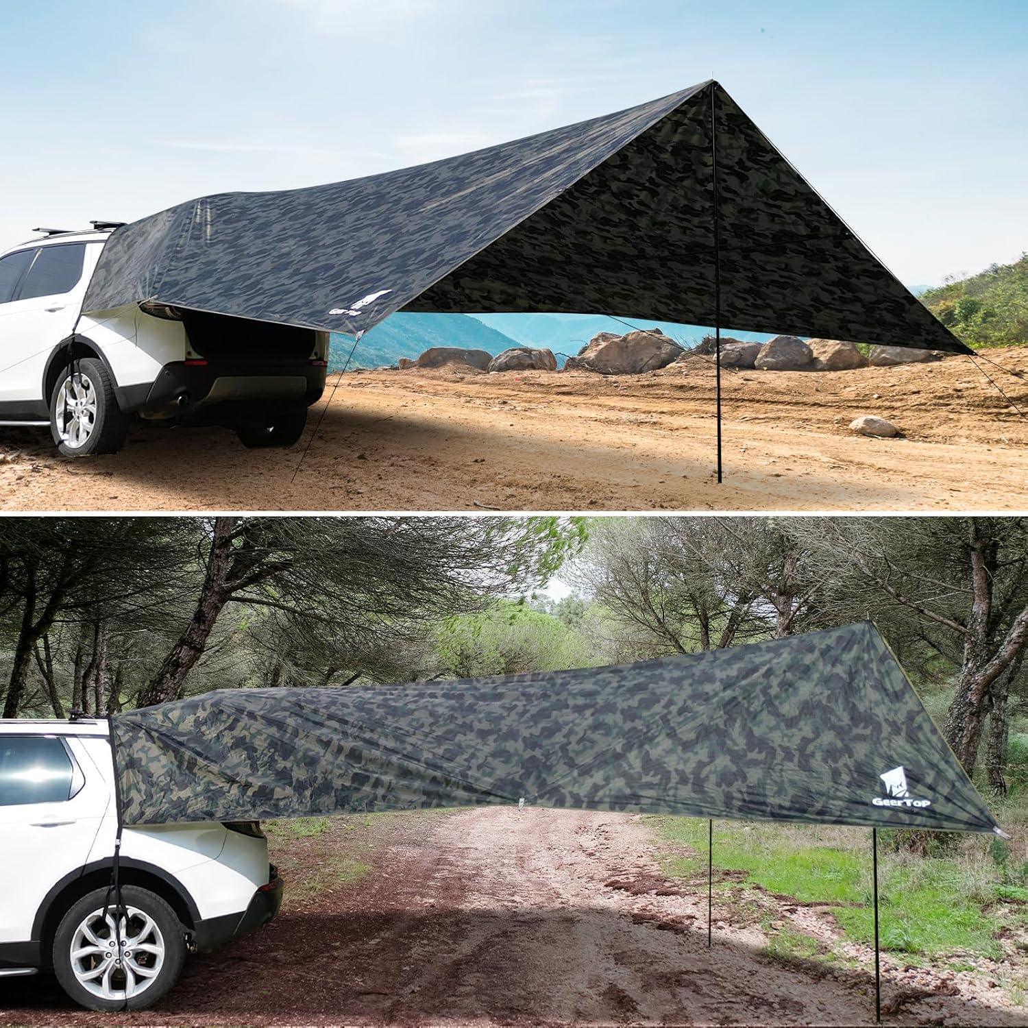 Plus Size Shelter Car Awning Camping Tarp - Camouflage
