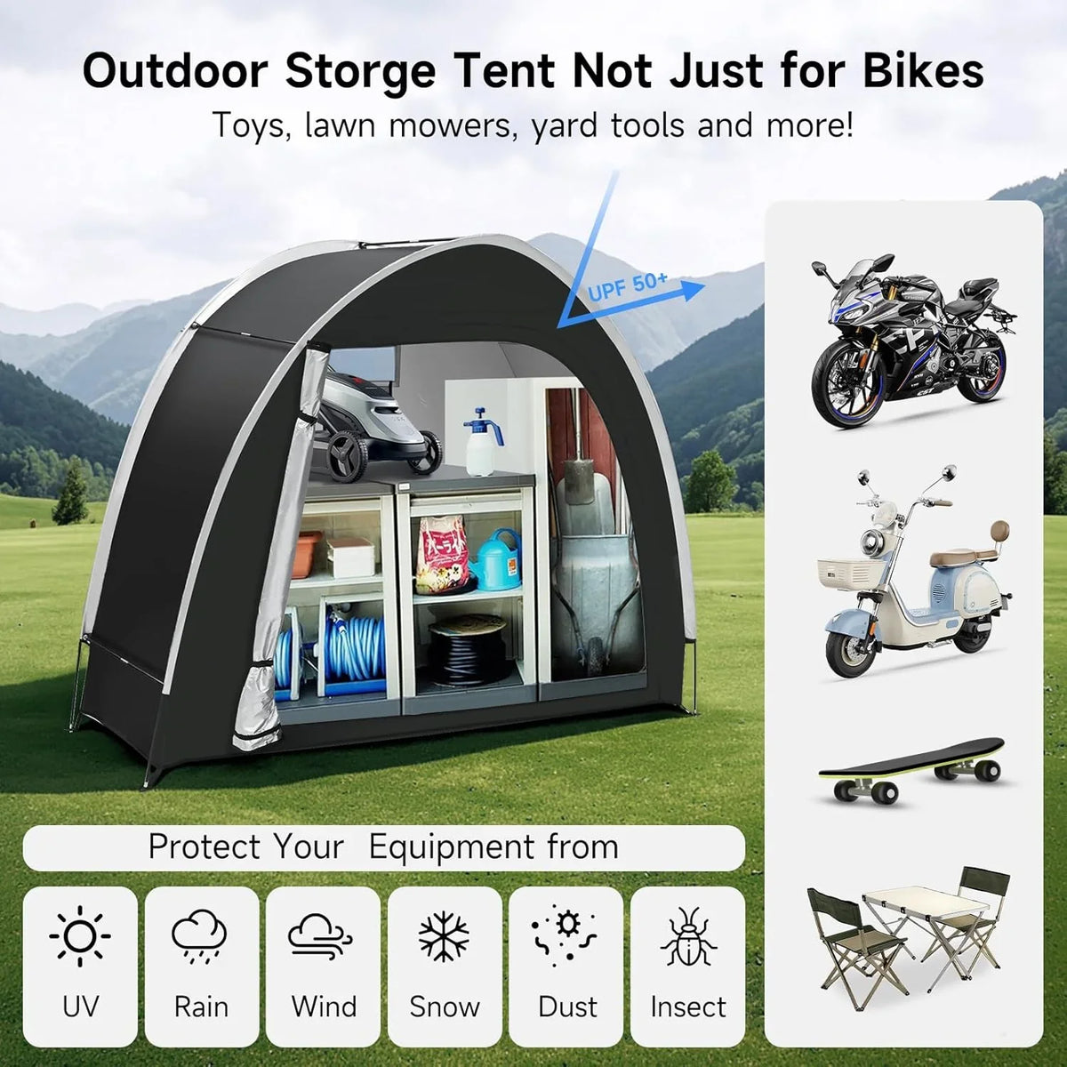 GeerTop Outdoor - Waterproof Outdoor Bike Storage Tent for 2-3 Bicycles