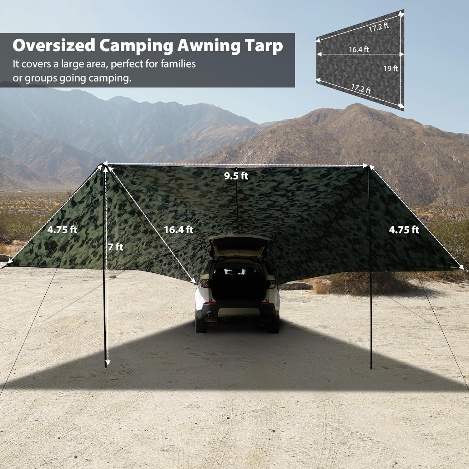 Plus Size Shelter Car Awning Camping Tarp - Camouflage