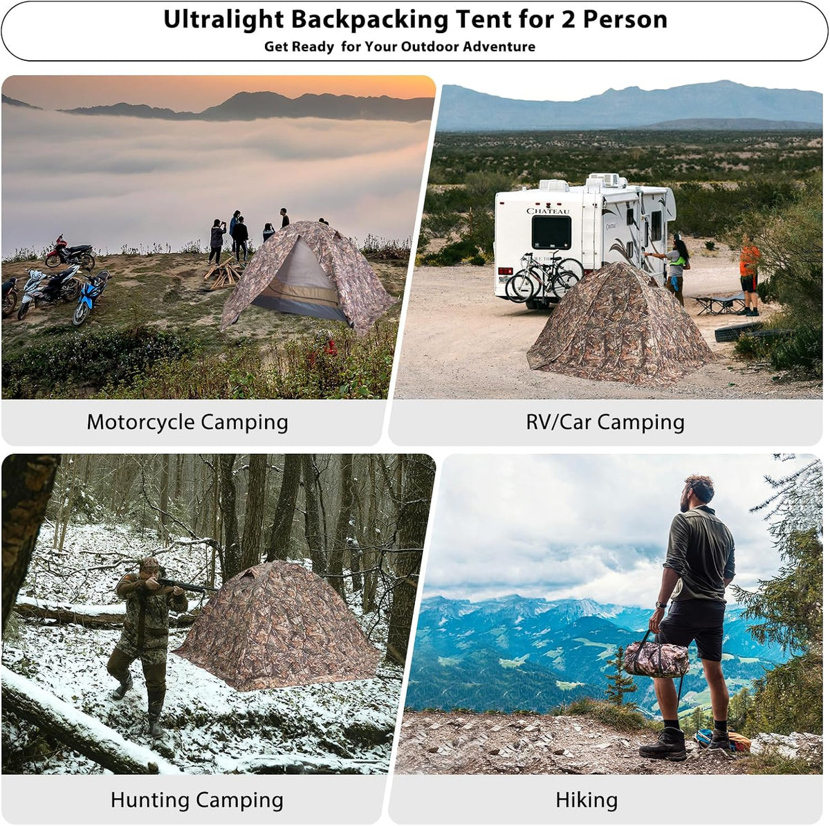 Toproad2 2 Person 4 Season Backpacking Tent - Relistic Camo