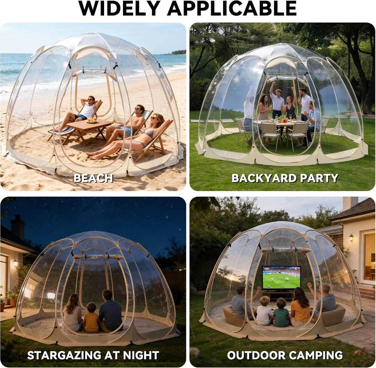 SAEWTINOR 15x15 ft Pop Up Clear Bubble Tent
