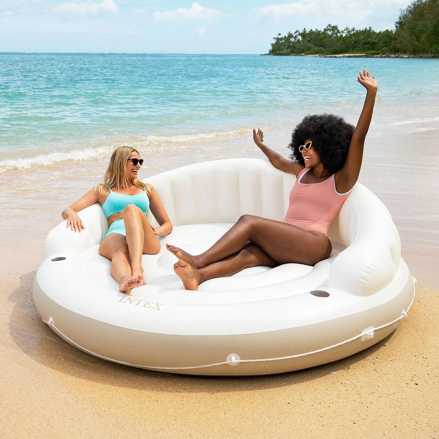 Intex Canopy Island Inflatable Pool Float with Detachable Sunshade White/Tan
