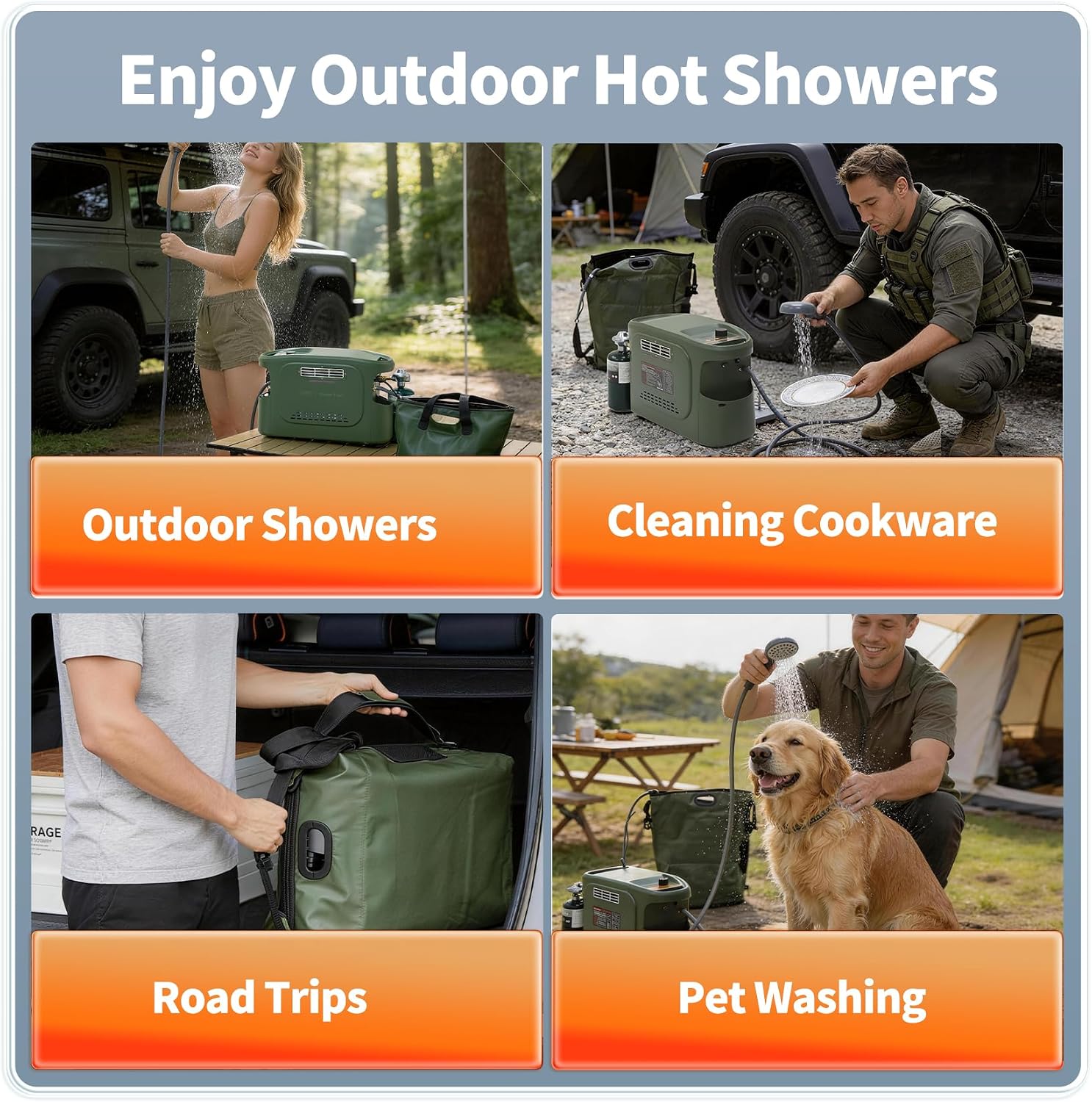 GEERTOP Propane Portable Water Heater for Camping Shower Green