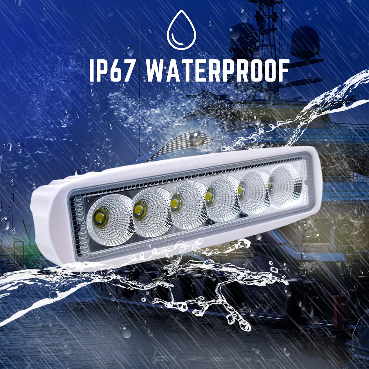 LED Boat Lights Marine Light Bar T-Top Spreader Light Bar White Flood Beams Boat Deck Lights Dock Lights IP67 Waterproof 12V 18W for Pontoon Boat Truck SUV Off-Road Night Fishing Accessories