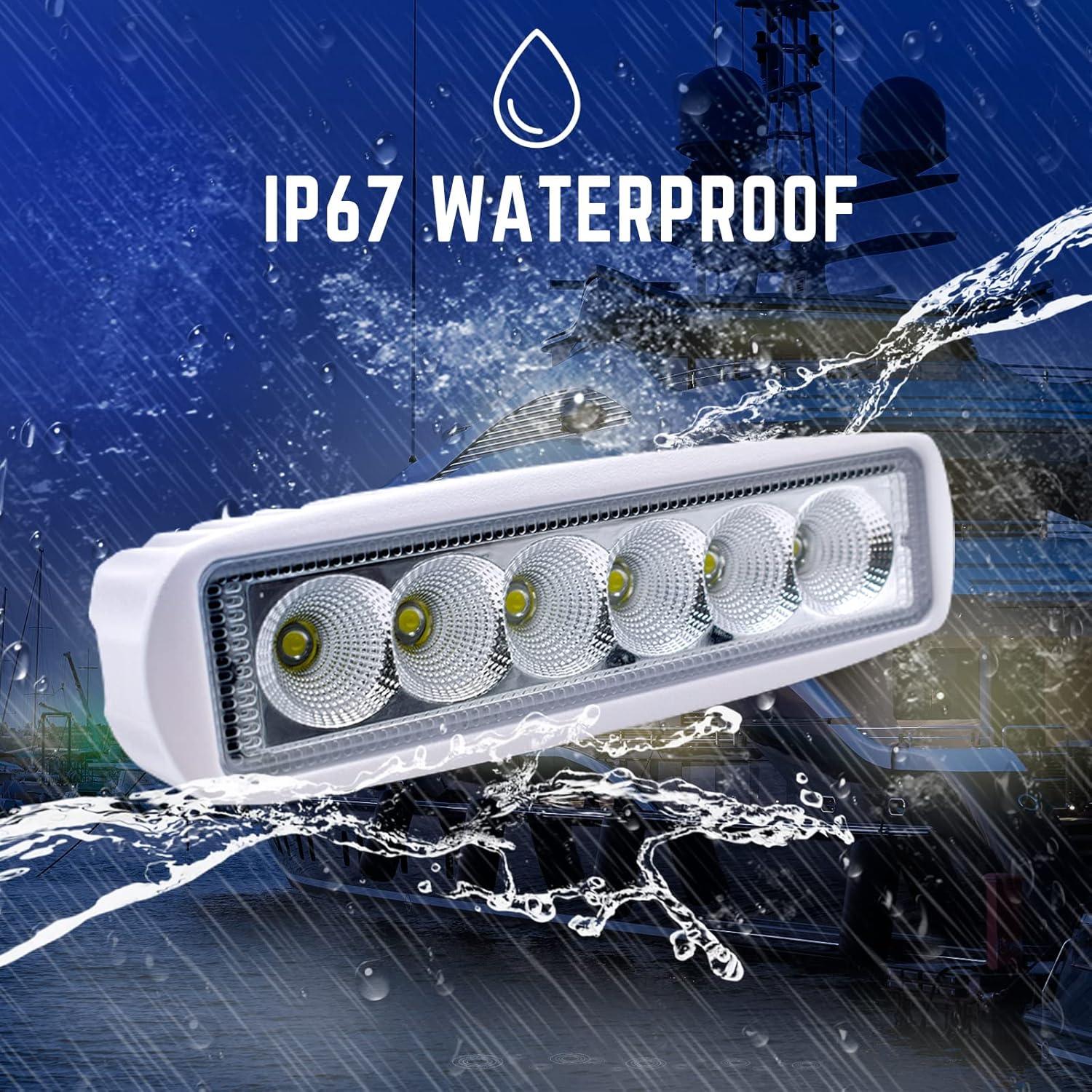 LED Waterproof White Flood Beam Boat Light Bar - GeerTop Outdoor