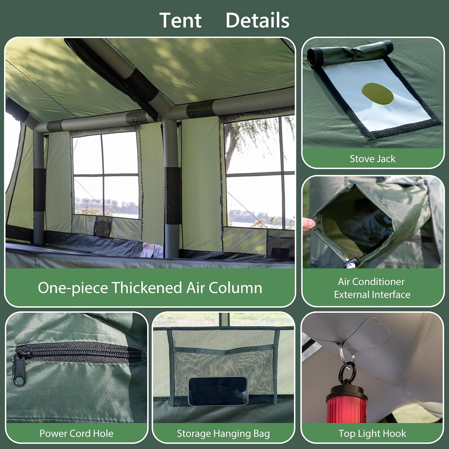 WaldWander 8-12 Person Inflatable Camping Tent with Stove Jack and Rainfly