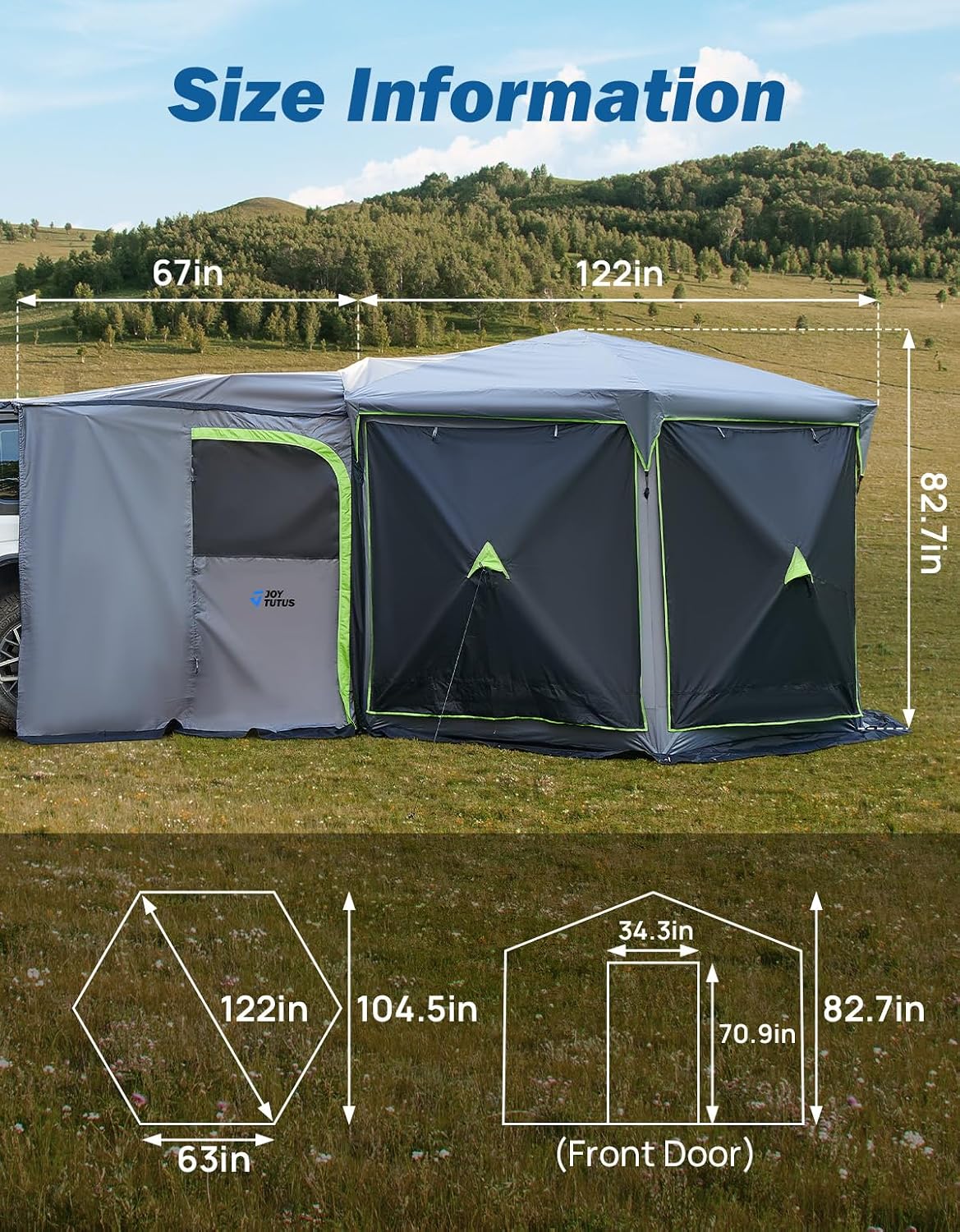JOYTUTUS Pop up SUV Tent for Camping 2 Rooms