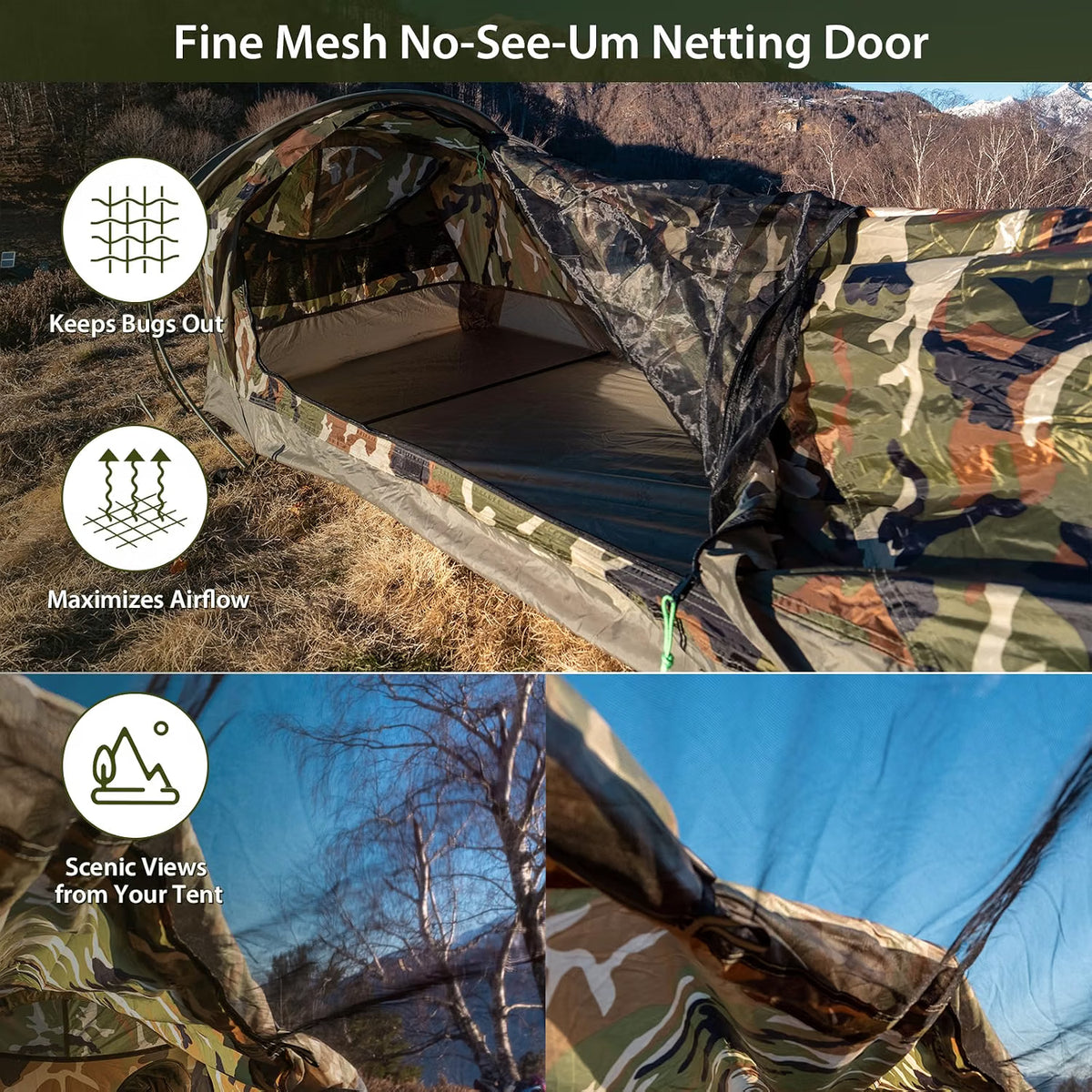 BivyII 1 Person 3 Season  Ultralight Backpacking Tent - Camouflage