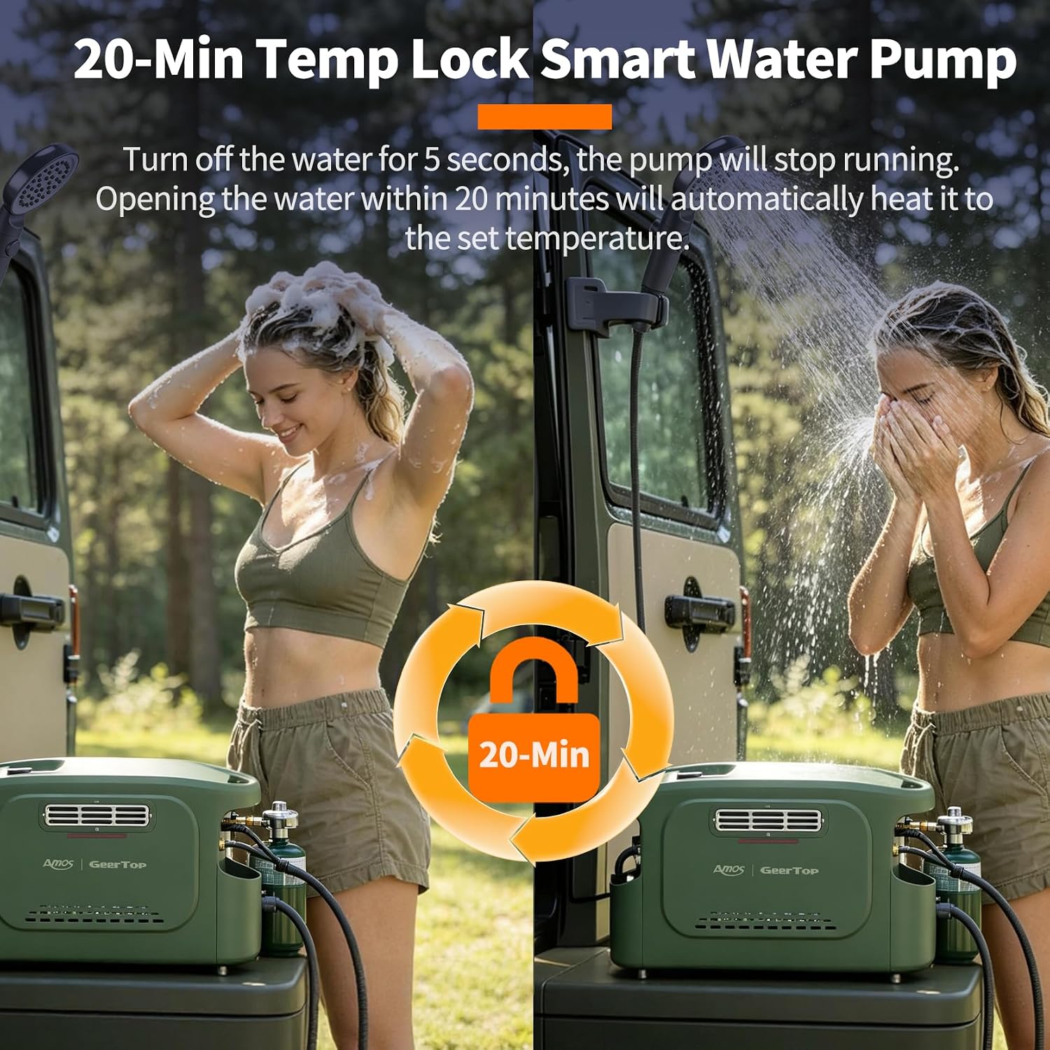 GEERTOP Propane Portable Water Heater for Camping Shower Green