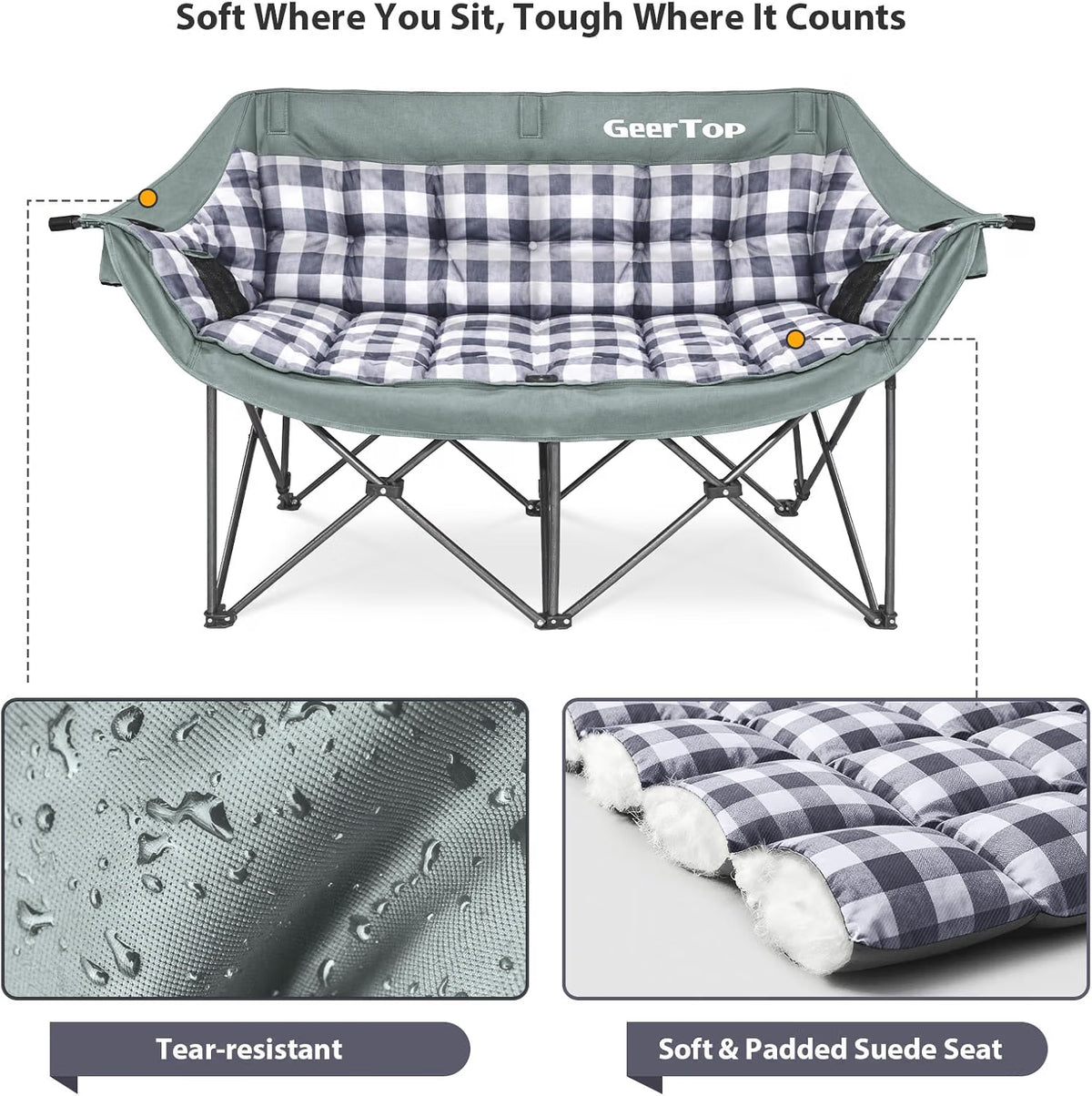 GeerTop Oversized Double Folding Camping Chair