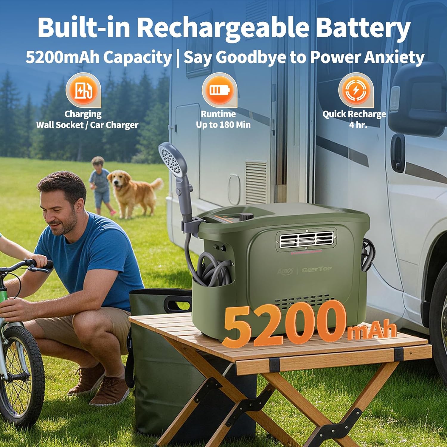 GEERTOP Propane Portable Water Heater for Camping Shower Green