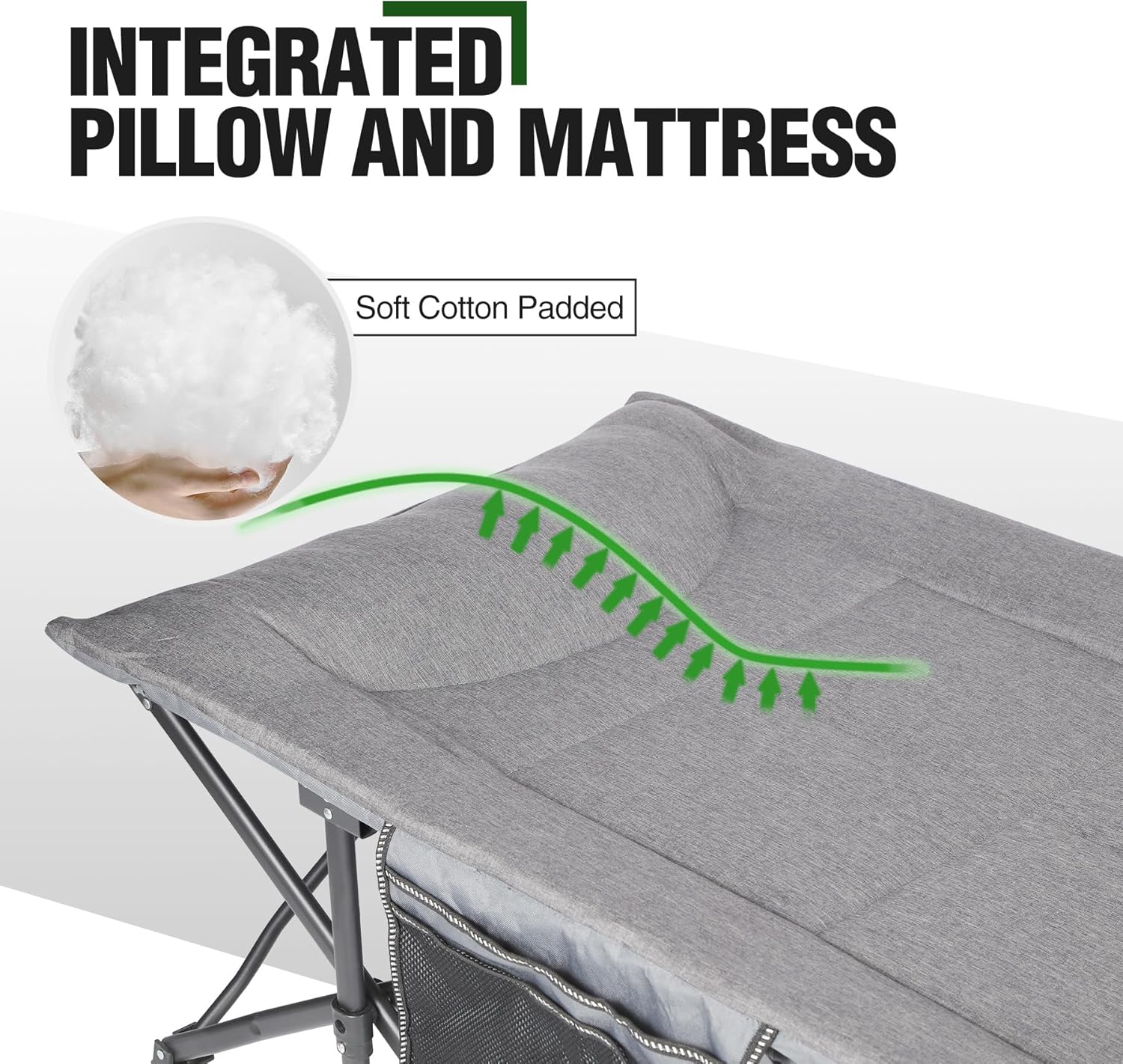 RedSwing 2-Person Folding Camping Cot Extra Wide Heavy Duty Grey