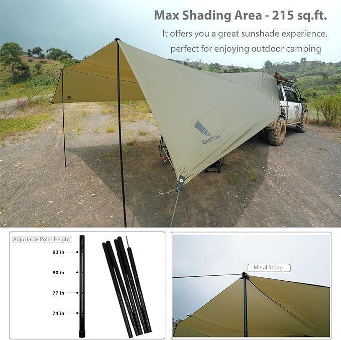 shading tarps GEERTOP Shelter Car Awning Camping Tarp With Light