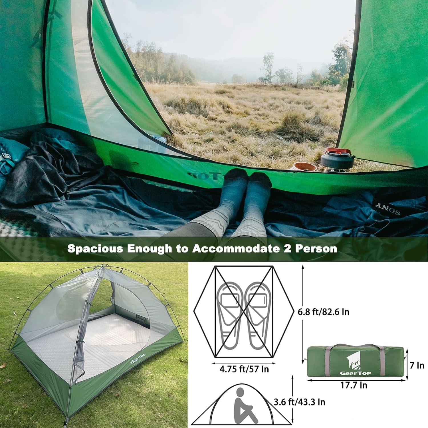 GEERTOP 2 Person 3 Season Camping Tent - GeerTop Outdoor